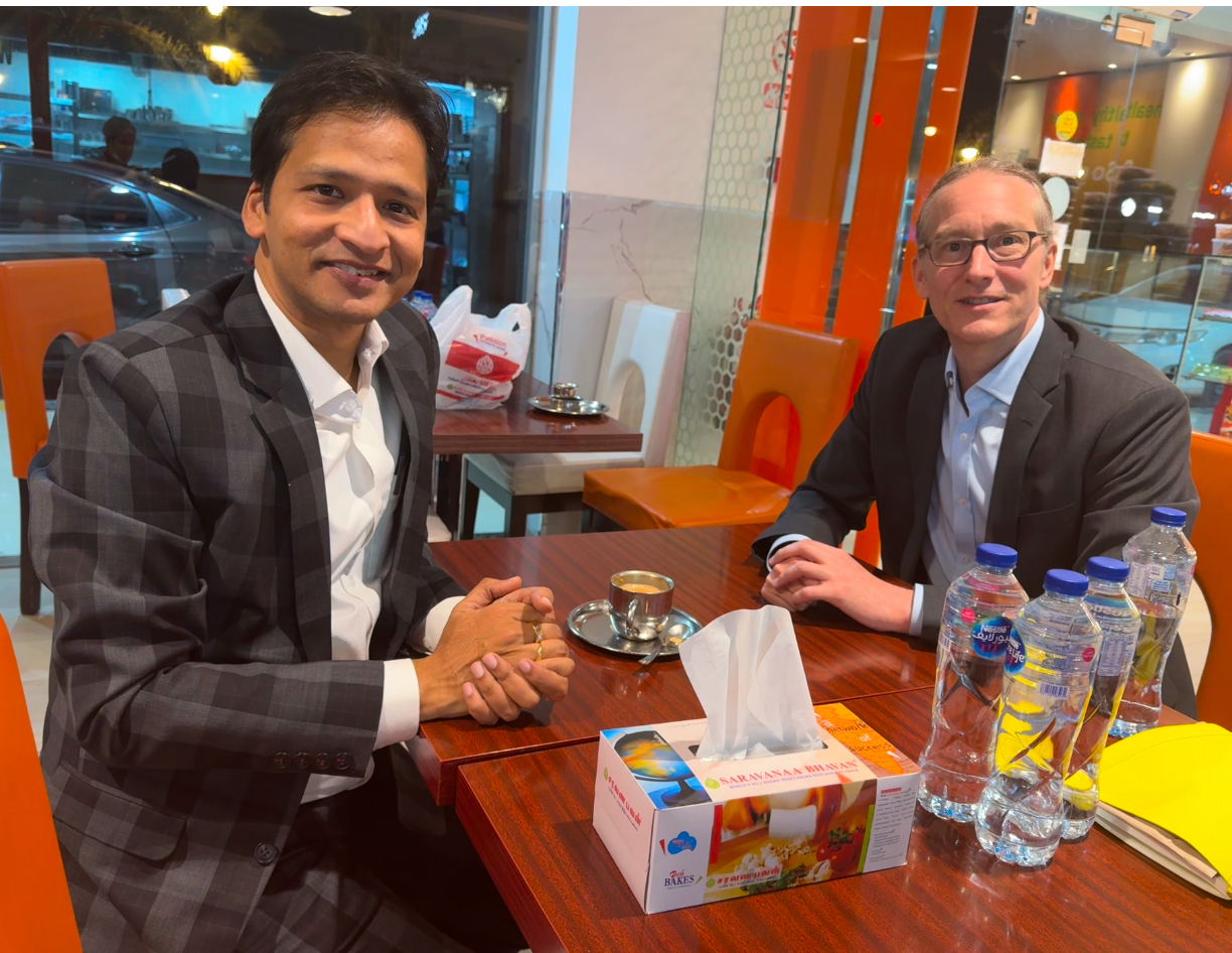 eQOURSE Business Meeting in Dubai — UAE 2024. An eQOURSE representative meeting with an international business professional in Dubai, for a discussion focused on industry insights, networking and…